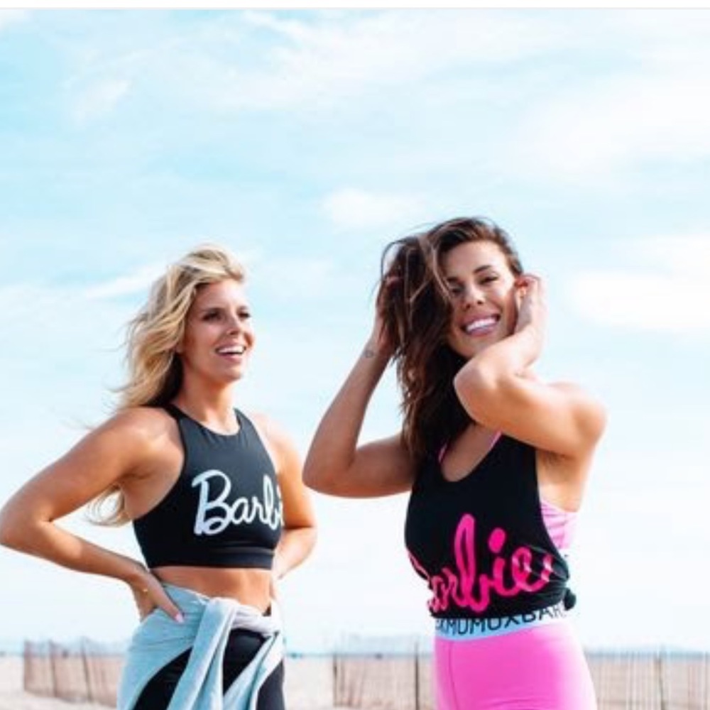 Barbie Black Cropped Sports Tank Top - Logo Activewear